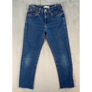 Levi's Girls 16 Regular High Rise Straight Leg Ankle Jeans Raw Hem Adj Waist